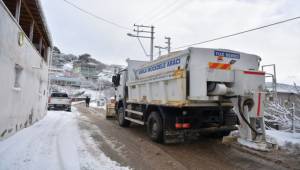 Bornova'da Kaymalara Karşı Tuz Serim Çalışması