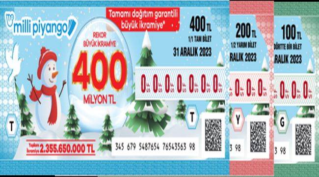 Yılbaşı büyük ikramiyesi 400 milyon TL!