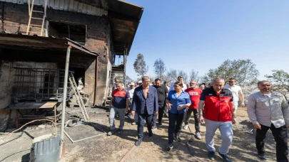 Başkan Tugay yangından etkilenen vatandaşları ziyaret etti