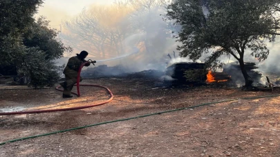 Çeşme'de yangınla mücadele sürüyor