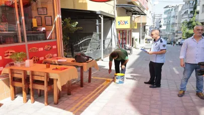 Konak’ta kaldırım işgaline sarı çizgi