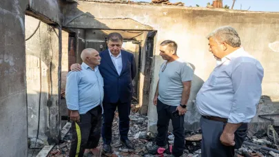 Büyükşehir’den evi yanan aileye yardım eli