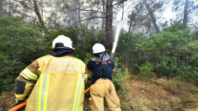 İzmir İtfaiyesi Menderes’te alevlerle mücadele ediyor